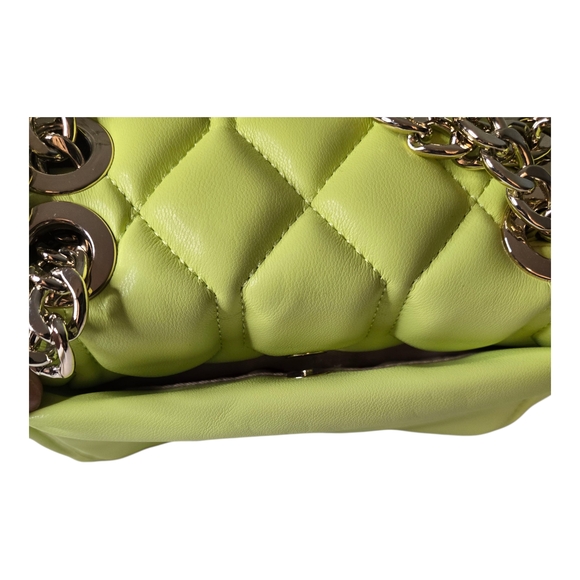 JASON WU Quilted Lime Green Bag With Thick Gold Chain Handle- NWOT - Picture 8 of 12